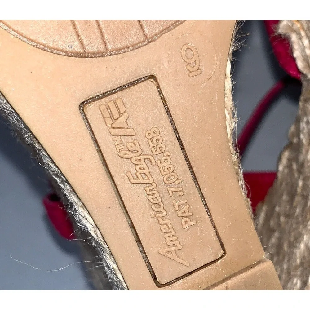 Wedge Sandals T-Strap Espadrille Platform Ankle Buckle Closure Women Size 9 Pink
